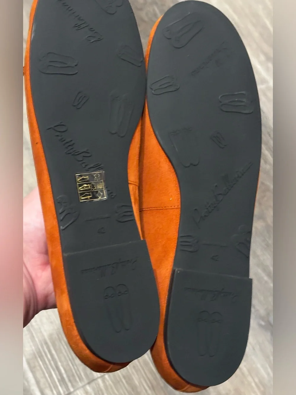 NIB Pretty Ballerinas Rosario Suede Ballerina Flats Orange/burnt Oxide Size 12